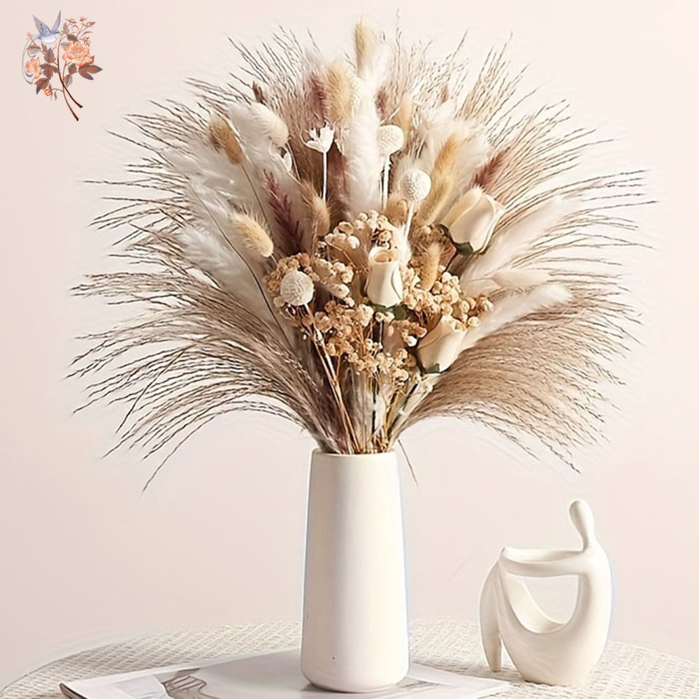 Dried Flower Bunch - 80 قطعة من الزهور الاصطناعية المجففة