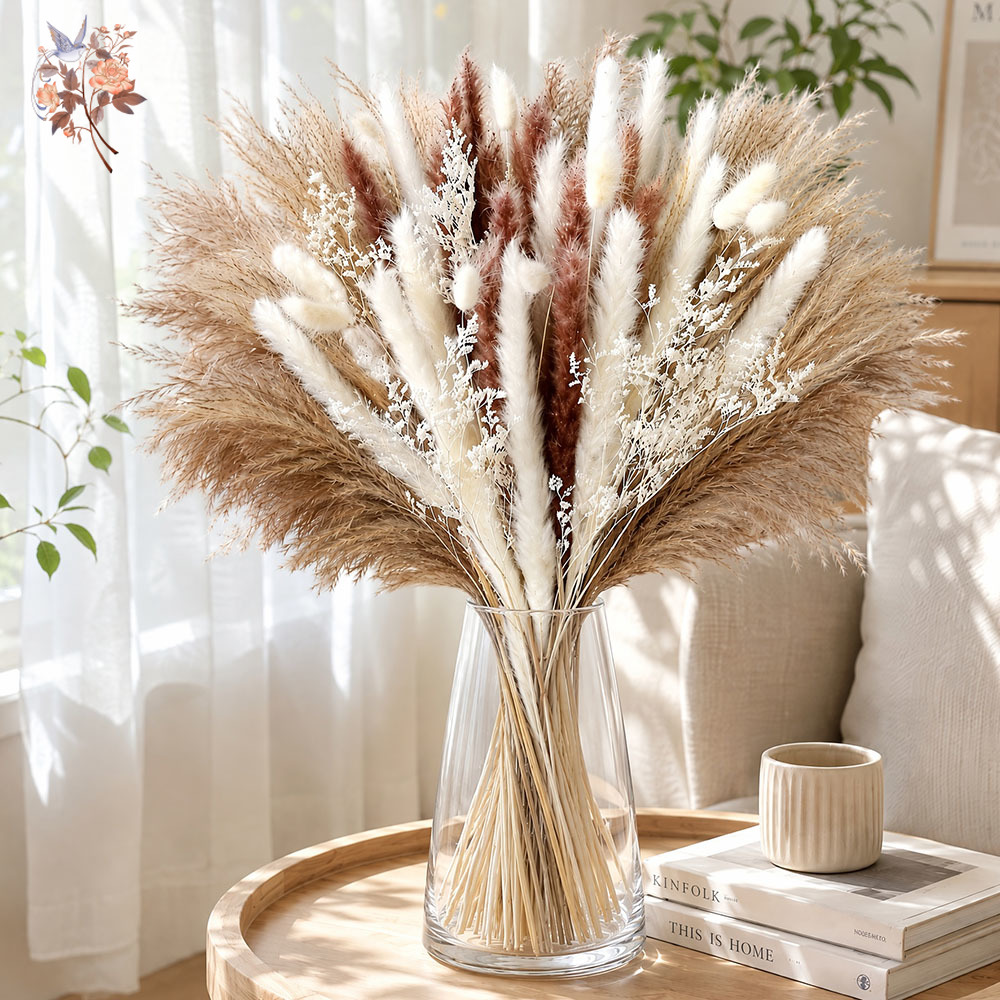 باقة زهور بامباس طبيعية مجففة، - مراجعة Dried Flower Bunch وسعره